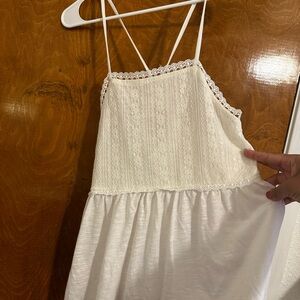 Francesca's Collections Ivory Lace Spaghetti Strap Dress